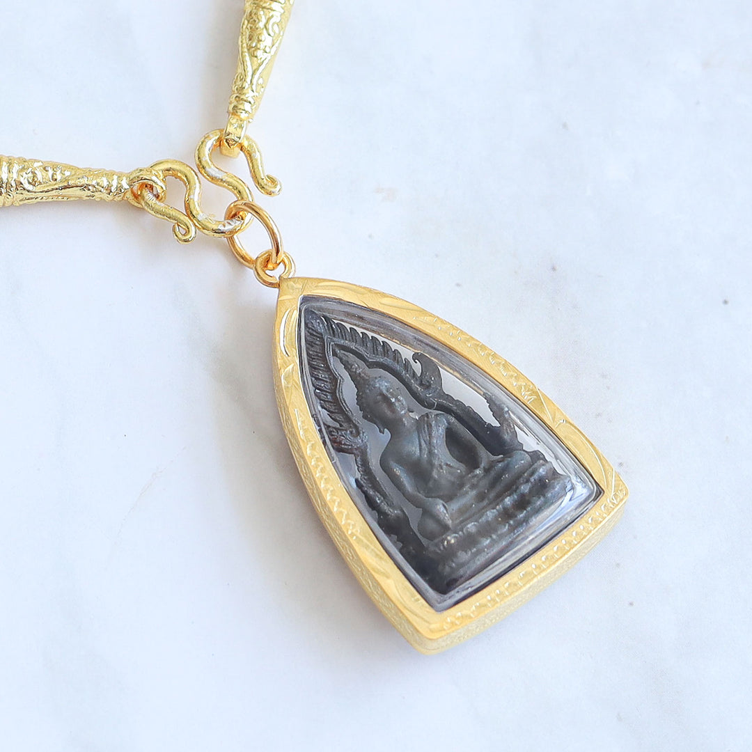 Thai Gold Amulet Necklace - Phra Buddha Chinnarat